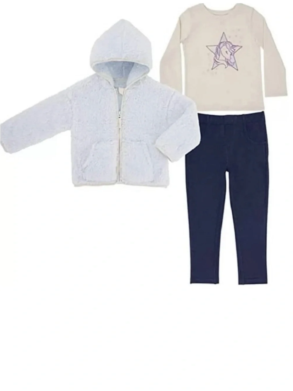 Member's Mark Girl's 3-Piece Favorite Cozy Jacket, Top & Legging Set Size 4t
